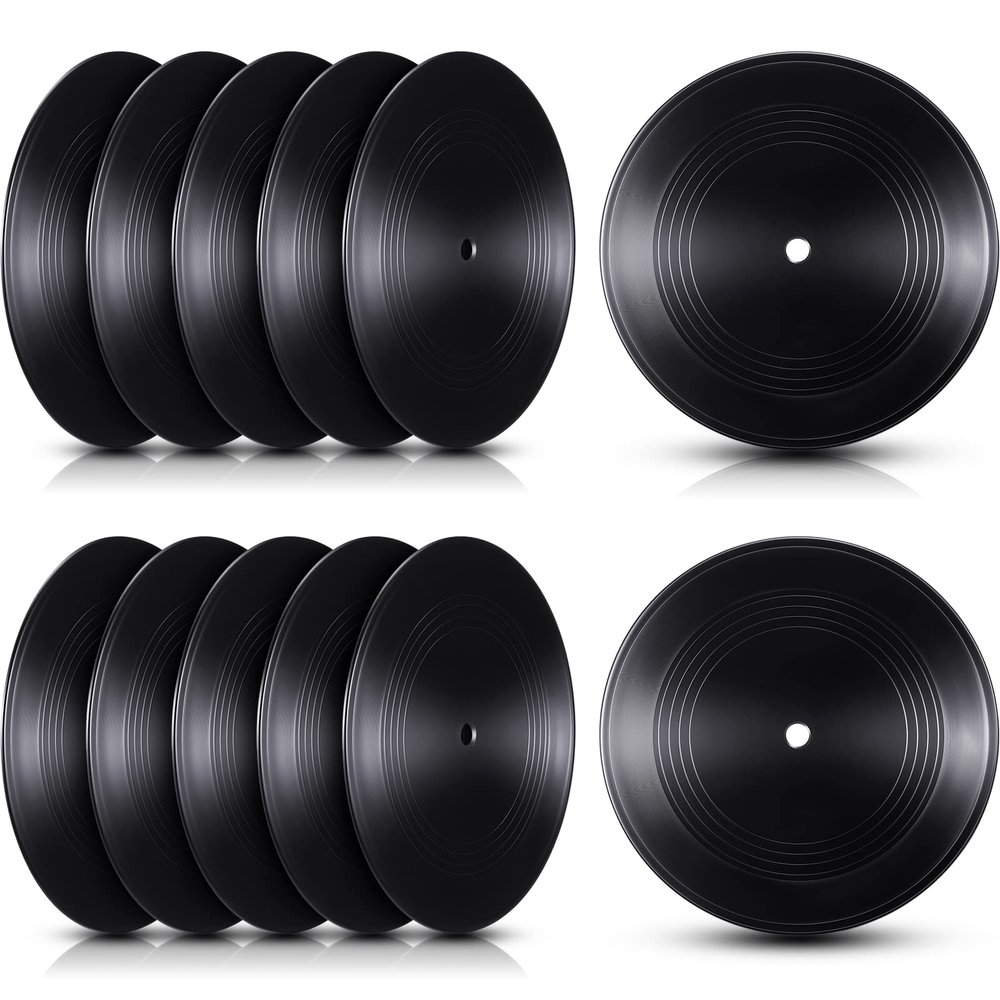 Qunclay 12 Pieces Blank Vinyl Records 7 Inch Black Vinyl Fake Albums Record for Room Wall Aesthetic Decoration Independent Aesthetics Room Decor DIY Projects