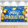 Katchon Happy Graduation Banner Gold and Blue 72x44 Inch view 1