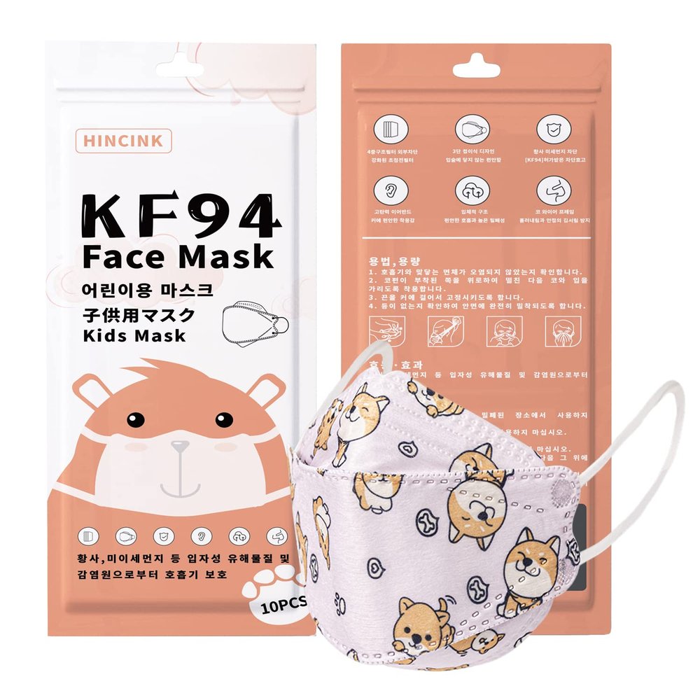 [Pack of 100] Kids Disposable Face Masks, Individually Wrapped 4-Layers Premium kf94 mask kids colorful Earloop(Age 3 to 9) (Kid 100pcs, Q)