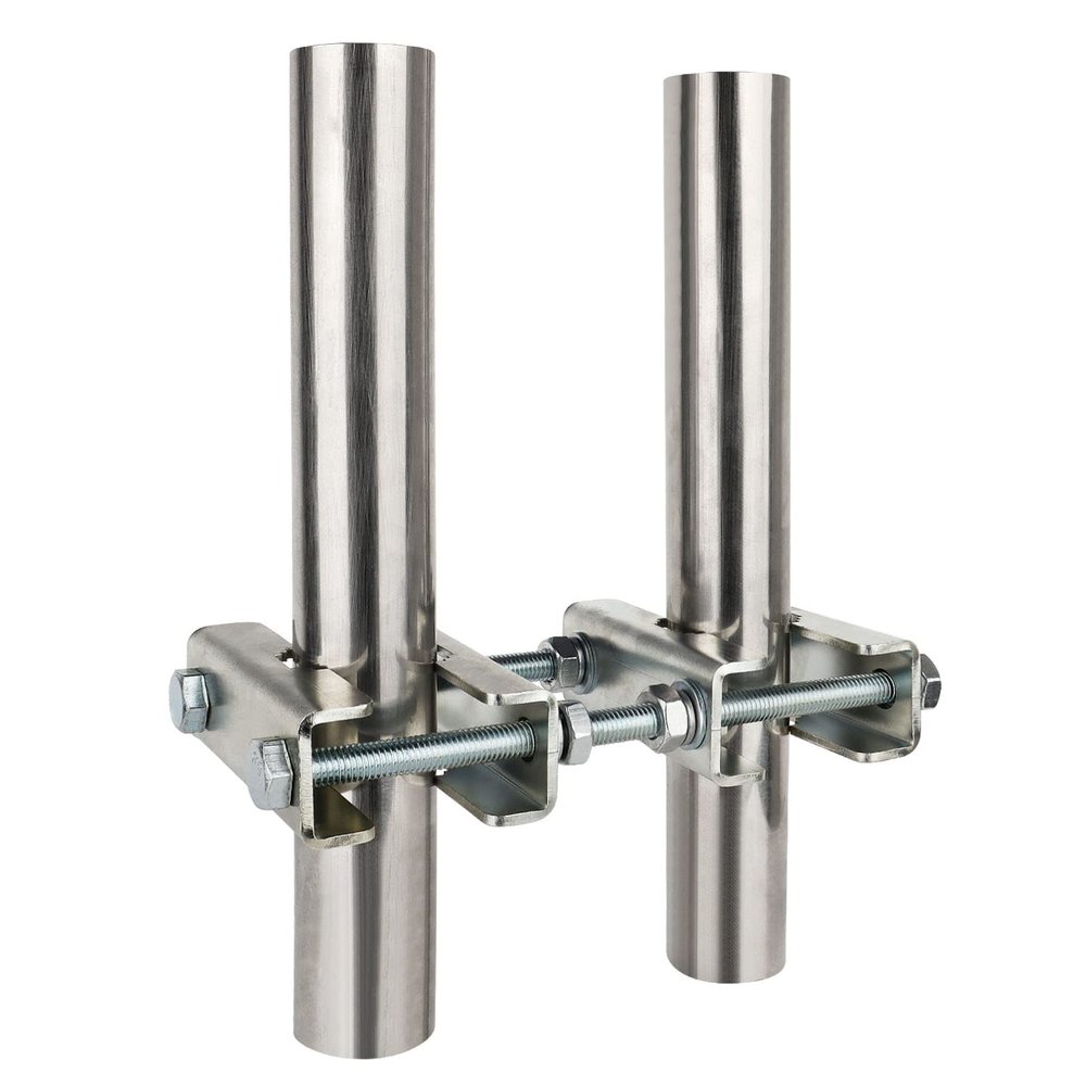 Antenna Mast to Mast Clamp Bracket Kit with V Jaw Blocks for 1"-2.5" OD Poles, Heavy Duty Mounting Hardware for Ham TV Network Antennas, Security Cameras, Weather Station