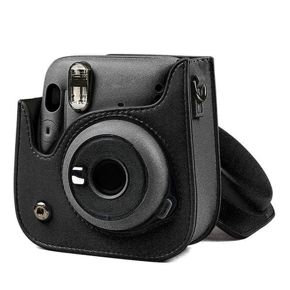 Estink Adjustable Shoulder Strap Camera Bag, PU Leather Camera Case for Mini 11 Camera(Black)