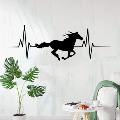 Horse HeartbeatPlaying Derby Horse Race Silhouette Horse HeartbeatStallion Mare Silhouette Vinyl Wall Art Sticker Wall Decal Farm House Home Boys Room Dcoration Design Dcor Decal Size (4x10 inch)