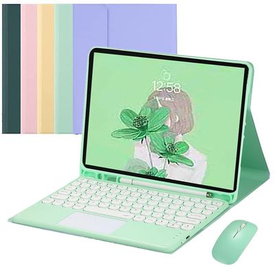 Compatible with Galaxy Tab S8 Ultra 14.6 inch 2022 Keyboard Cover (SM-X900/X906) with Wireless Mouse Trackpad Keyboard Magnetic Detachable BT Keyboard Cute Round Key Caps (Galaxy Tab S8 Ultra, Mint)