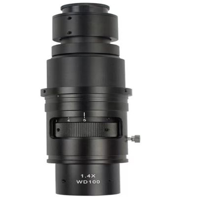 Industrial Video Monocular Microscope C-Mount Lens 90X 180X 300X Magnifier Continuous Zoom Full Focus (WD100 1.4X Lens)