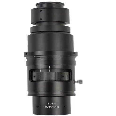 Industrial Video Monocular Microscope C-Mount Lens 90X 180X 300X Magnifier Continuous Zoom Full Focus (WD100 1.4X Lens)
