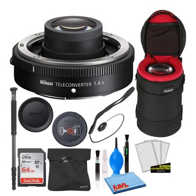 Nikon Z Teleconverter TC-1.4X for Z 70-200mm Lens (20098) with 64GB Ultra SDHC Memory Card + Padded Lens Case + 70-Inch Pro Monopod + Cap Keeper + Lens Cleaning Kit (Renewed)
