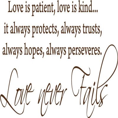 Blinggo Brown 39" x 17" Love is Patient Vinyl Wall Art Decal - Inspirational Bible Verse Quote Sticker for Living Room, Bedroom, Wedding Gift, & Christian Home Decor