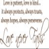 Blinggo Brown 39" x 17" Love is Patient Vinyl Wall Art Decal - Inspirational Bible Verse Quote Sticker for Living Room, Bedroom, Wedding Gift, & Christian Home Decor view 1