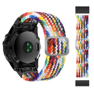CZKE 26 22mm Sport Nylon Watchband Wriststrap for Garmin Fenix 7 7X 6X 6 Pro 5X 5 EPIX 3HR Easy Fit Quick Release Wristbands Bracelet (Color : Rainbow, Size : 22mm Fenix 5 6 935)