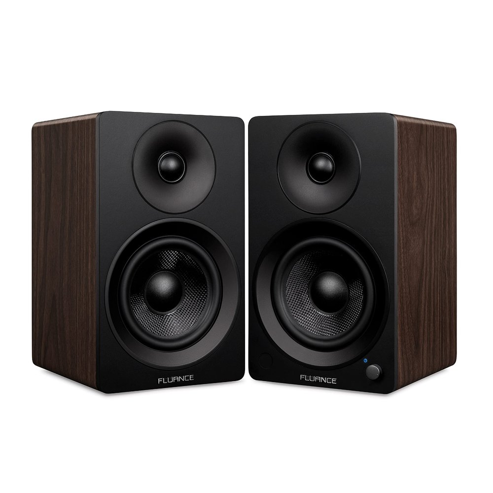 Fluance Ai61 Powered 2-Way 2.0 Stereo Bookshelf Speakers with 6.5" Drivers, 120W Amplifier for Turntable, TV, PC and Bluetooth 5 Wireless Music Streaming - RCA, Optical, USB & Sub Out (Natural Walnut)