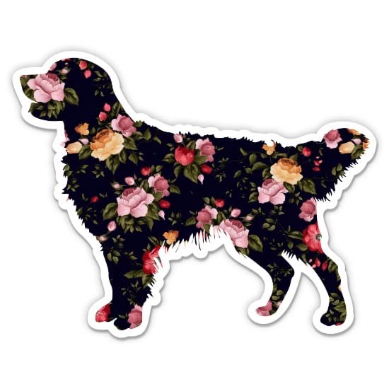 Golden Retriever Floral Sticker - Flower Pattern Golden Dog Decal - 3 in