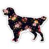 Golden Retriever Floral Sticker - Flower Pattern Golden Dog Decal - 3 in view 1