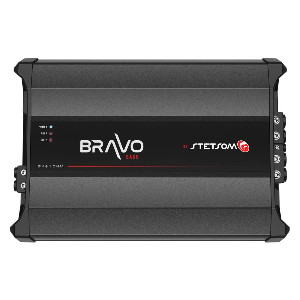 Stetsom Bravo BASS 5000 1 Ohm Mono Subwoofer Car Audio Amplifier, 5000.1 5K Watts RMS, 5000x1, 1 Stable, Sound Quality, Crossover & Bass Boost 5000W Sub Amp, Smart Coolers