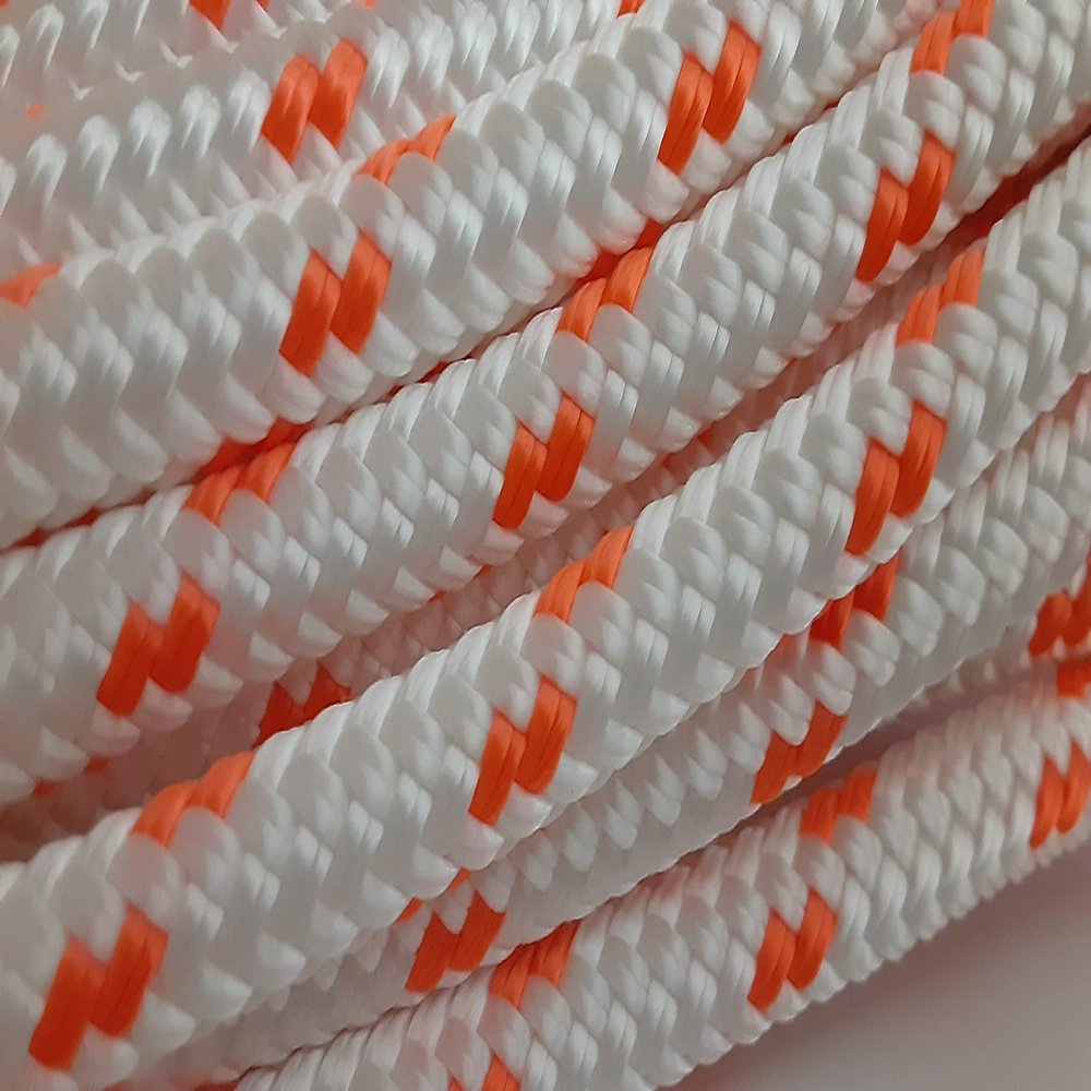 5/16 x 200 ft.Double Braid-Yacht Braid Polyester Rope Hank.White/Orange