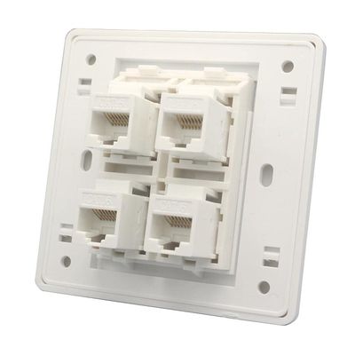 CHJIENJUJIDZ 1PC Ethernet Wall Plate with 4 Keystone Jack CAT6 RJ45 Female to Female Socket Panel for LAN Network Plug