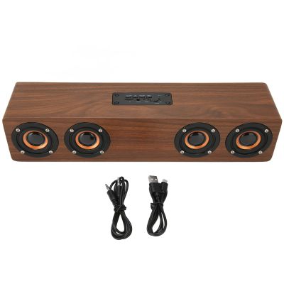 Cuifati Bluetooth Speaker, Wooden Surround Sound Intelligent Speaker for Laptop Cellphone (Brown Wood Grain (Export))