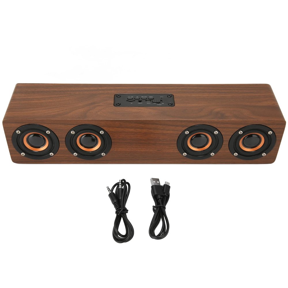 Cuifati Bluetooth Speaker, Wooden Surround Sound Intelligent Speaker for Laptop Cellphone (Brown Wood Grain (Export))