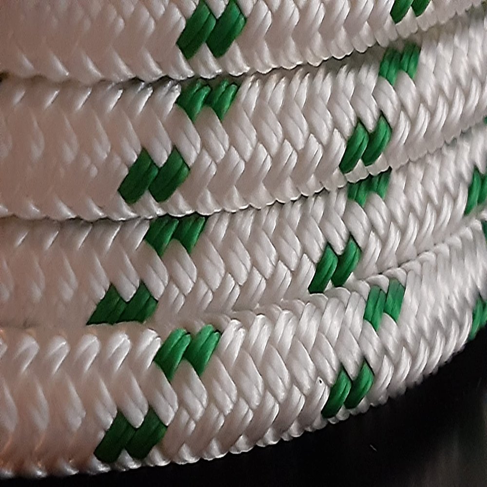 5/16 x 200 ft.Double Braid-Yacht Braid Polyester Rope Hank.White/Green