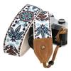 Padwa Lifestyle Camera Strap - 2" Wide Classic Vintage Crazy Horse Arts Cowhide Head Cotton Embroidered Universal Neck Shoulder & Crossbody Camera Straps for Photographers Gift and All DSLR Cameras view 1