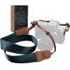 Padwa Lifestyle Dark Blue Green Camera Strap -Double Layer Crazy Horse Cowhide End,1.5" Wide Pure Cotton Woven Camera Straps,Adjustable Neck Shoulder Strap for All DSLR Cameras,Gift for Photographers view 1