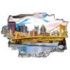 3D Broken Wall Stickers Stickers The Rachel Carson Bridge Crosses The Allegheny River in Pittsburgh, Pennsylvania 36 x 24 Inch Removable Wall Decal, Peel and Stick Landscape Wall Decor for Bedroom Li view 2