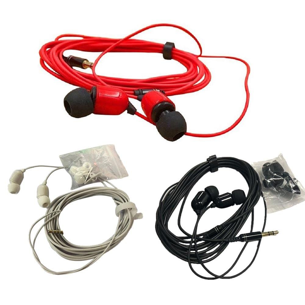 VizGiz 3 Pack 10FT Earbuds 3.5mm Stereo 3 Pole Headset Earphones 3 Meter Long Extension Wired Cord Cable Earphone Monitor in-Ear Headphone for Live Streamer Webcast Broadcast Phone Computer