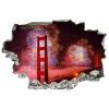 3D Self-adesive Removable Break Through The Wall Vinyl Wall Stickers/Murals Art Decals Stickers Golden Gate Bridge 75th Birthday Fireworks 24 x 16 Inch Wall Decor for Kids, Made in USA view 2