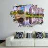 3D Self-adesive Removable Break Through The Wall Vinyl Wall Stickers/Murals Art Decals Stickers Dallas, Texas, USA Downtown Plaza and Skyline 24 x 16 Inch Wall Decor for Kids, Made in USA view 1