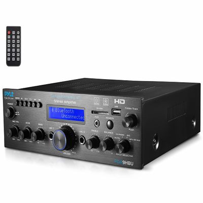PyleUsa Wireless Bluetooth Home Stereo Amplifier - Multi-Channel 200 Watt Power Amplifier Home Audio Receiver System w/ HDMI, Optical/Phono/Coaxial,FM Radio, USB/SD, AUX, RCA,Mic in Remote - PDA9HBU.6