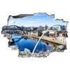 3D Broken Wall Stickers Stickers The Iconic Tyne Bridge Across The River Tyne 36 x 24 Inch Removable Wall Decal, Peel and Stick Landscape Wall Decor for Bedroom Living Room, Mural Art for Kids Boys G view 2