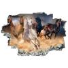 3D Self-adesive Removable Break Through The Wall Vinyl Wall Stickers/Murals Art Decals Stickers Horse Herd Running in Desert 24 x 16 Inch Wall Decor for Kids, Made in USA view 2