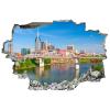 3D Broken Wall Stickers Stickers Nashville, Tennessee, U.S. Downtown City Skyline Cumberland River 36 x 24 Inch Removable Wall Decal, Peel and Stick Landscape Wall Decor for Bedroom Living Room, Mura view 2
