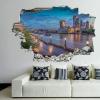 3D Broken Wall Stickers Stickers Dome Skyline Cityscape Urban Buildings Structures 36 x 24 Inch Removable Wall Decal, Peel and Stick Landscape Wall Decor for Bedroom Living Room, Mural Art for Kids B view 1