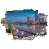 3D Broken Wall Stickers Stickers Dome Skyline Cityscape Urban Buildings Structures 36 x 24 Inch Removable Wall Decal, Peel and Stick Landscape Wall Decor for Bedroom Living Room, Mural Art for Kids B view 2