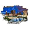 3D Broken Wall Stickers Stickers Crowds Gather Along The Banks of The Scioto River in Columbus 36 x 24 Inch Removable Wall Decal, Peel and Stick Landscape Wall Decor for Bedroom Living Room, Mural Ar view 2