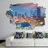 3D Broken Wall Stickers Stickers Nashville, Tennessee, USA Downtown Cityscape 36 x 24 Inch Removable Wall Decal, Peel and Stick Landscape Wall Decor for Bedroom Living Room, Mural Art for Kids Boys G view 1