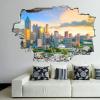 3D Broken Wall Stickers Stickers Atlanta City Skyline at Sunset in Georgia, USA(2) 36 x 24 Inch Removable Wall Decal, Peel and Stick Landscape Wall Decor for Bedroom Living Room, Mural Art for Kids B view 1