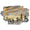 3D Broken Wall Stickers Stickers Skyline of Uptown Charlotte, North Carolina 36 x 24 Inch Removable Wall Decal, Peel and Stick Landscape Wall Decor for Bedroom Living Room, Mural Art for Kids Boys Gi view 2