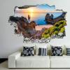 3D Broken Wall Stickers Stickers Camilo Beach (Praia Do Camilo) at Algarve, Portugal 36 x 24 Inch Removable Wall Decal, Peel and Stick Landscape Wall Decor for Bedroom Living Room, Mural Art for Kids view 1
