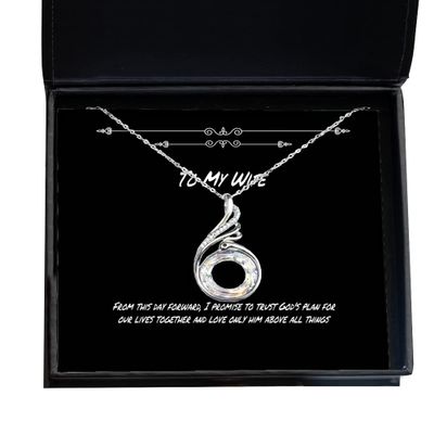 Take Thai Real Origin from This Day Forward, I Promise to Trust God's Plan for Our Lives Wife Rising Phoenix Necklace, Best Wife, Jewelry for Wife