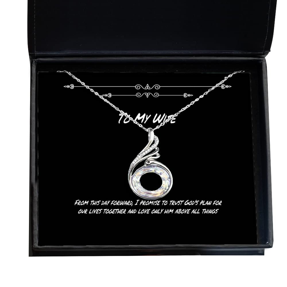 Take Thai Real Origin from This Day Forward, I Promise to Trust God's Plan for Our Lives Wife Rising Phoenix Necklace, Best Wife, Jewelry for Wife