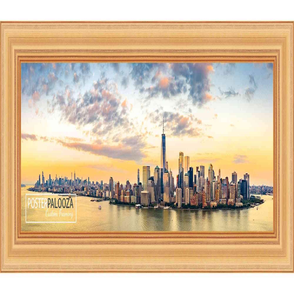 Poster Palooza 40x14 Contemporary Gold Complete Wood Panoramic Frame with UV Acrylic Plexiglass, Foam Board Backing & Hardware Included