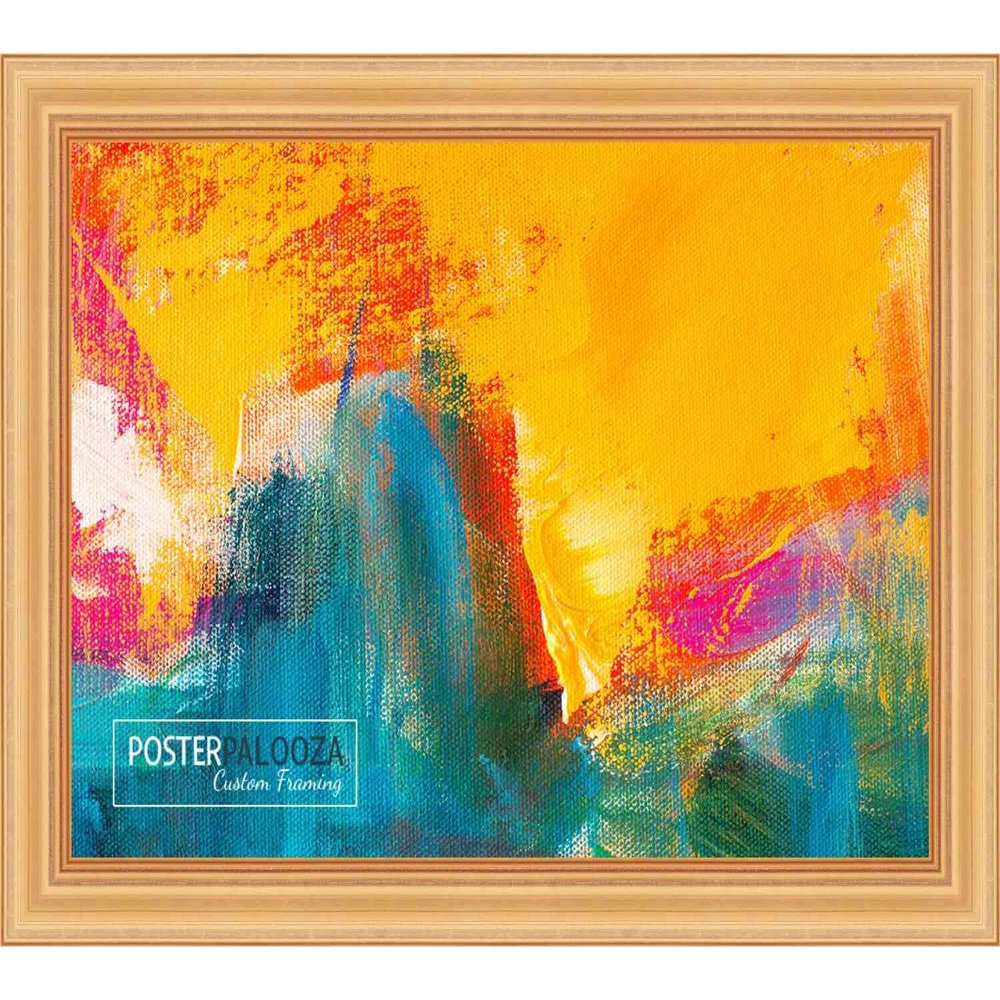 Poster Palooza 36x16 Contemporary Gold Complete Wood Panoramic Frame with UV Acrylic Plexiglass, Foam Board Backing & Hardware Included