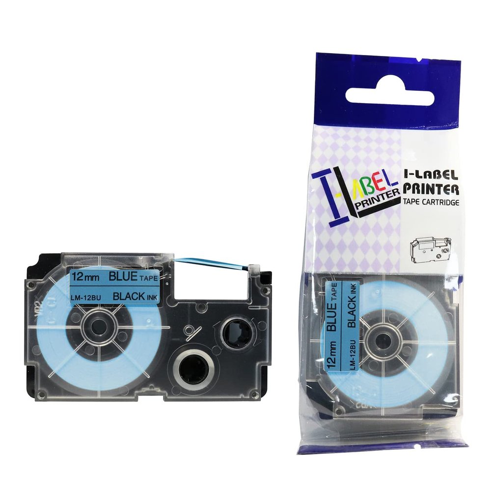 LM Tapes - Premium Compatible 12mm Black on Blue Label Tape for use in Casio KL60 / KL-60 EZ Label Printer