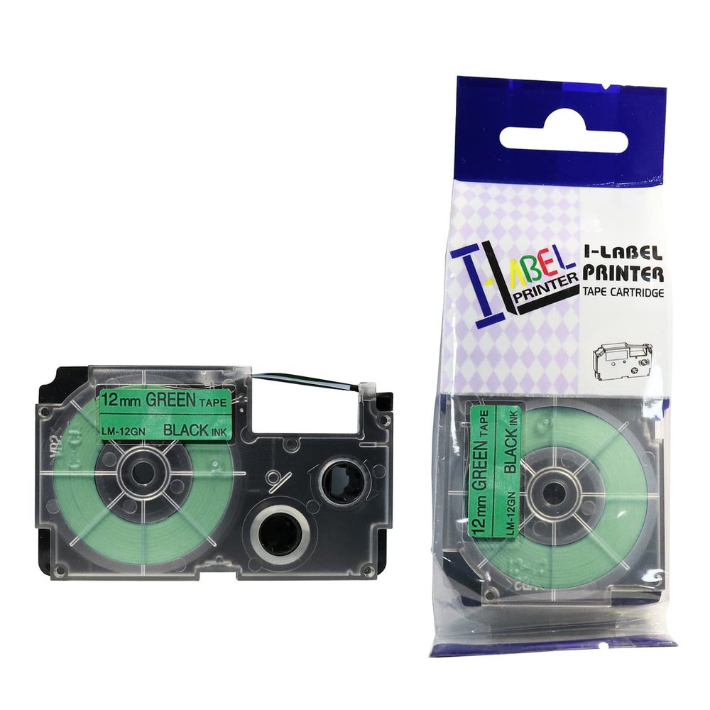 LM Tapes - Premium Compatible 12mm Black on Green Label Tape for use in Casio KL780 / KL-780 EZ Label Printer