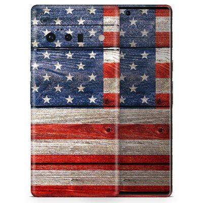 Design Skinz Wooden Grungy American Flag Skin Decal Vinyl Full-Body Wrap Kit Compatible with Google Pixel 5