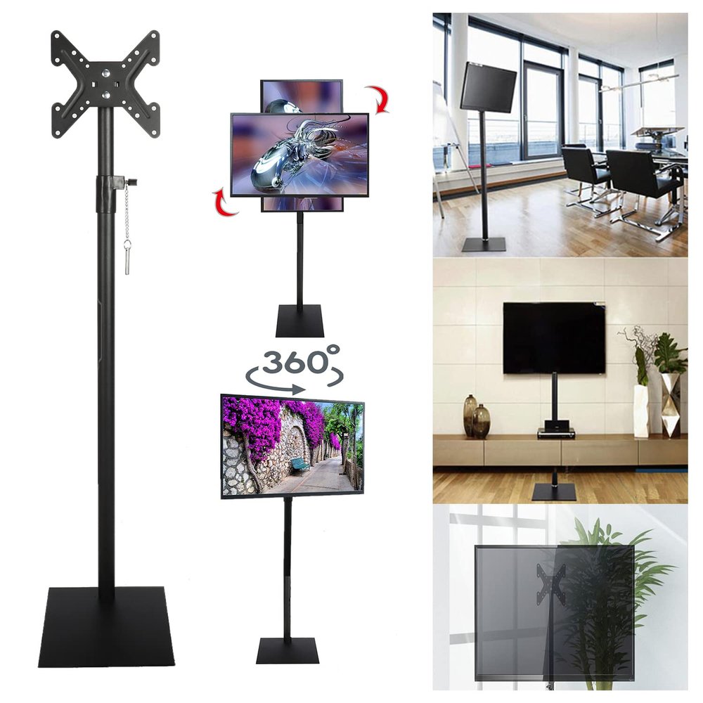 MYOYAY Universal Swivel TV Stand Tilting Free Standing TV Mount Stands with Height Adjustable 360 Degree Swivel Floor TV Stand for 12 to 43 inch TVs
