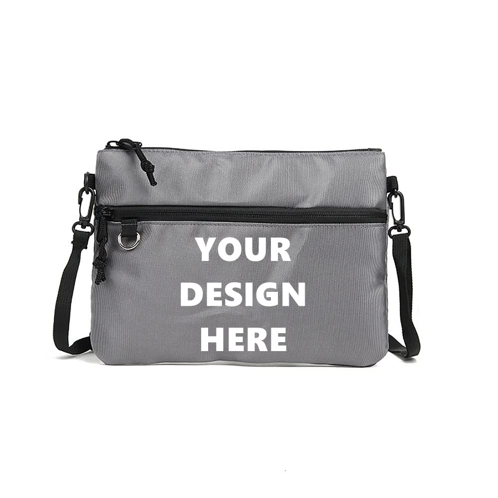 Muka Custom Messenger Bag, Personalized Crossbody Bag Mini, Mens Shoulder Bag-Grey