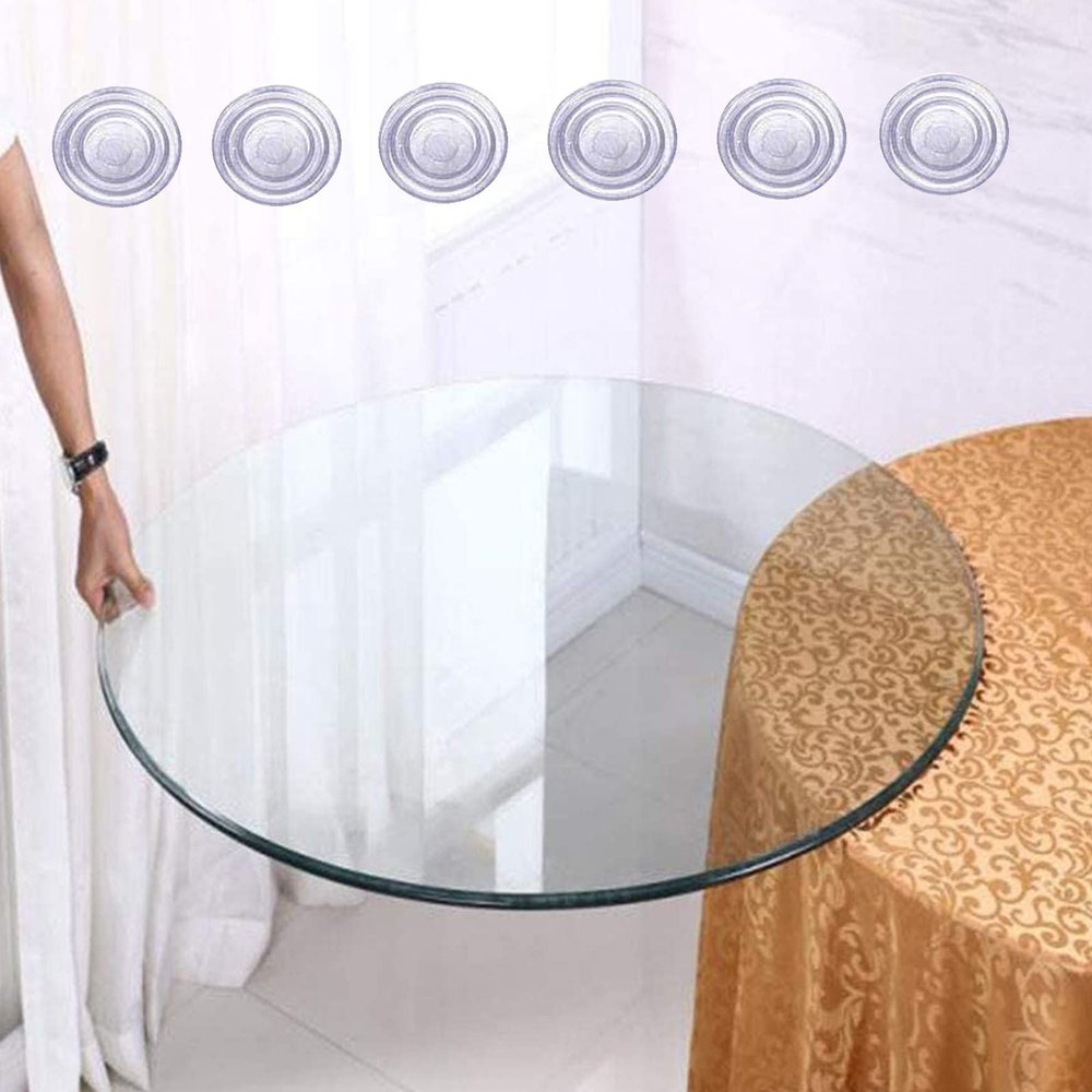 KDLKCT6 Tempered Glass Table Top, 15in 17in 25in 27in 29in 31in, Polished Edge Round Glass Table Top, with Non-Slip Pad, Easy to Install, Protect The Original Desktop,1/3" Thick,