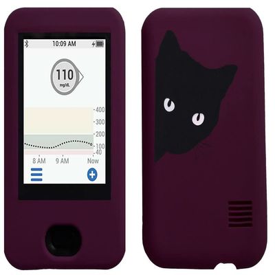 Dexcom G6 Receiver CGM Silicone Case Cute Pet (Purple/CATBLACK)